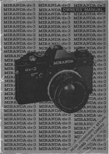 Miranda DX 3 manual. Camera Instructions.